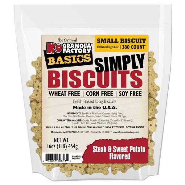 1 Lb K-9 Granola Factory Small Simply Biscuits Steak & Sweet Potato - Health/First Aid